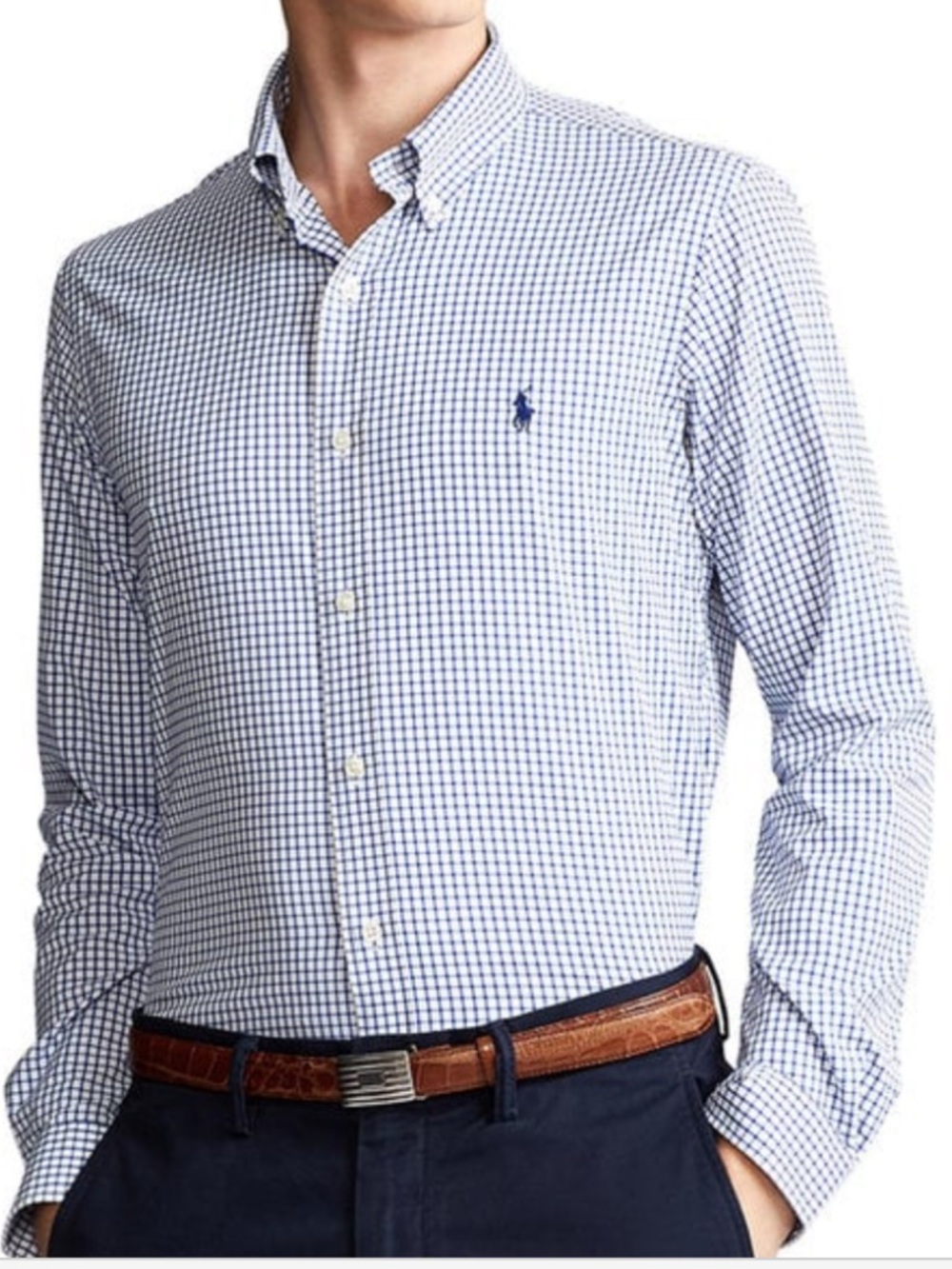 Polo by Ralph Lauren Classic Fit Performance Twill Long Sleeve Sport Shirt Men L